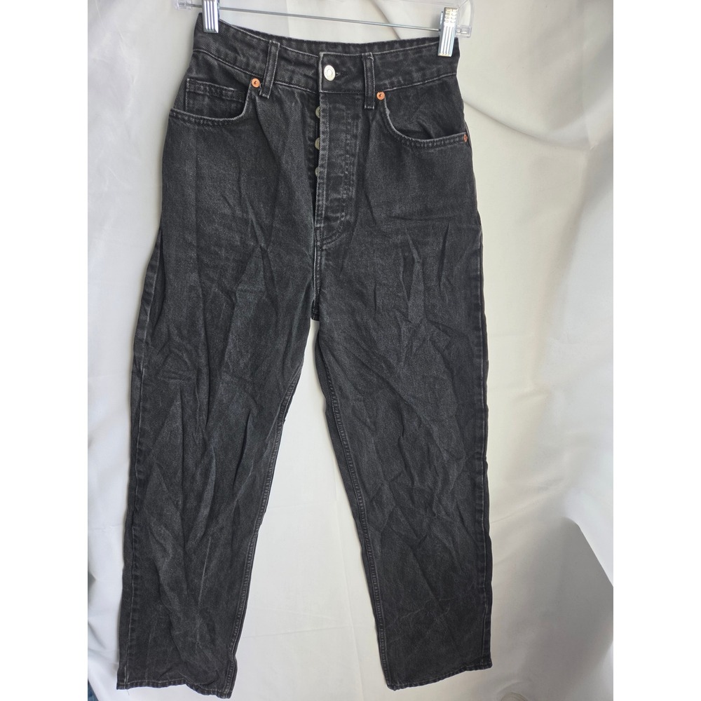 Topshop Straight Leg Jeans Womens  Black Faded Straight High Rise Straight